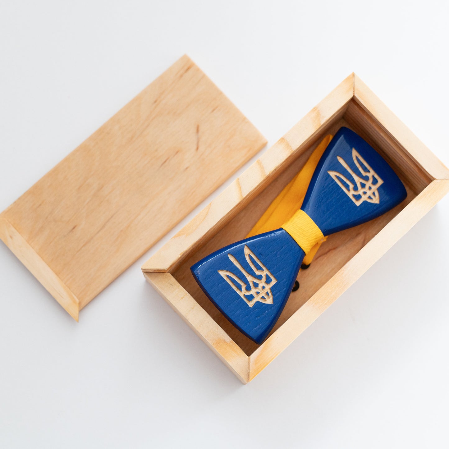 Ukraine Emblem Wooden Bow Tie, Personalized Gift for Men