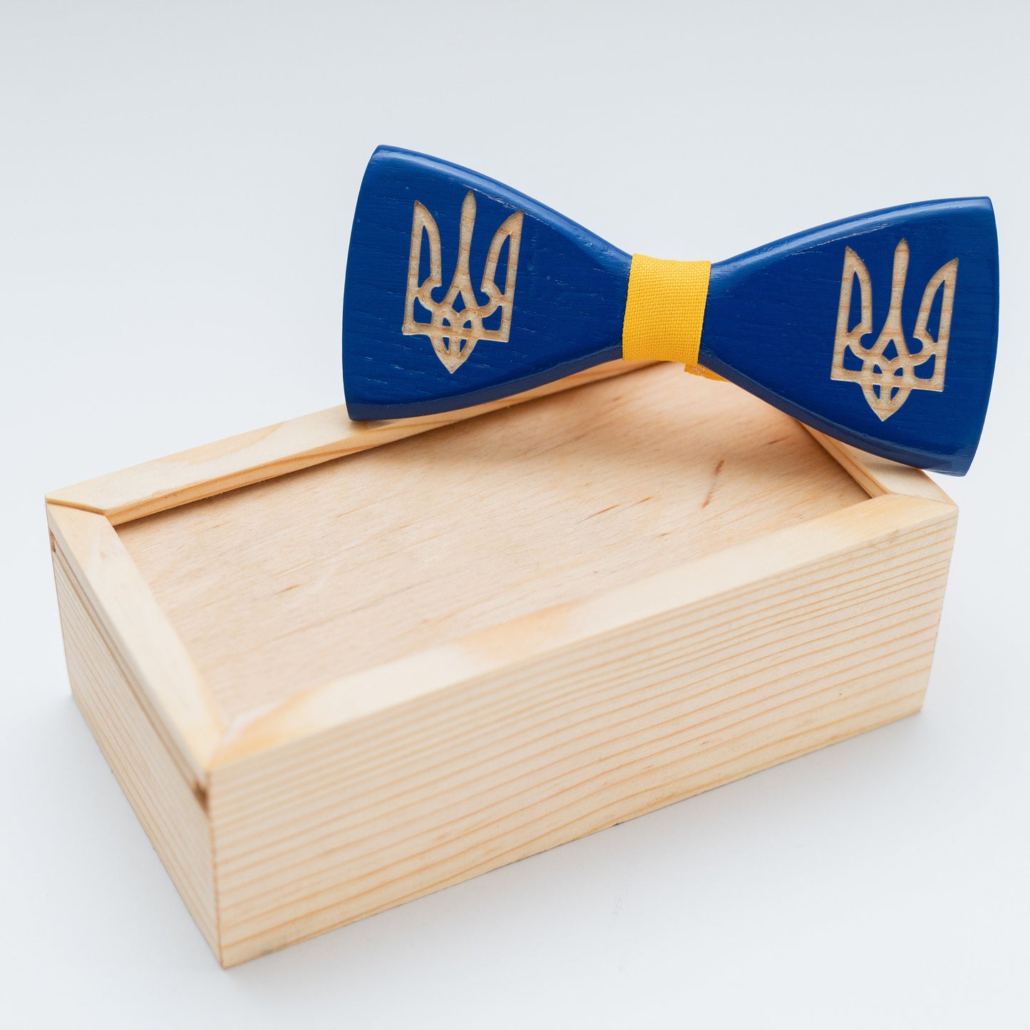 Ukraine Emblem Wooden Bow Tie, Personalized Gift for Men