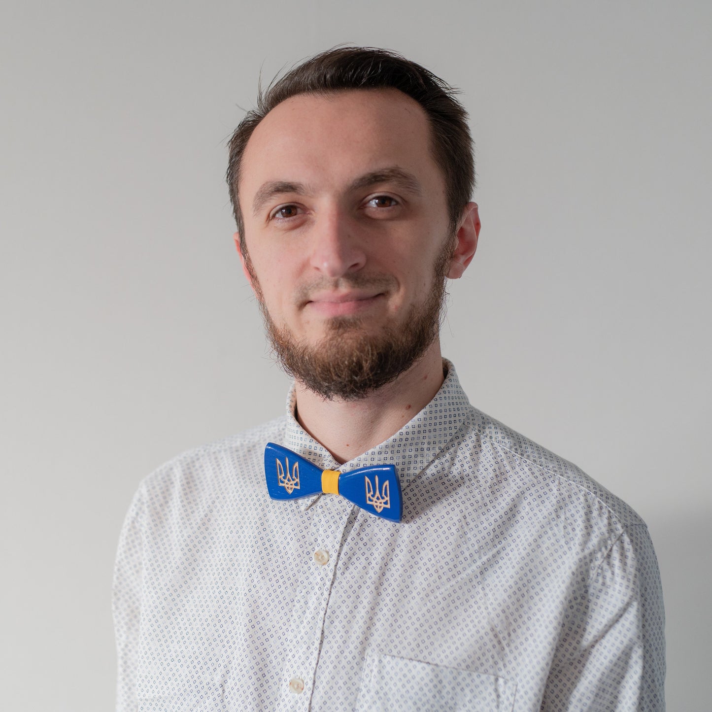 Ukraine Emblem Wooden Bow Tie, Personalized Gift for Men