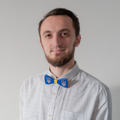 Ukraine Emblem Wooden Bow Tie, Personalized Gift for Men