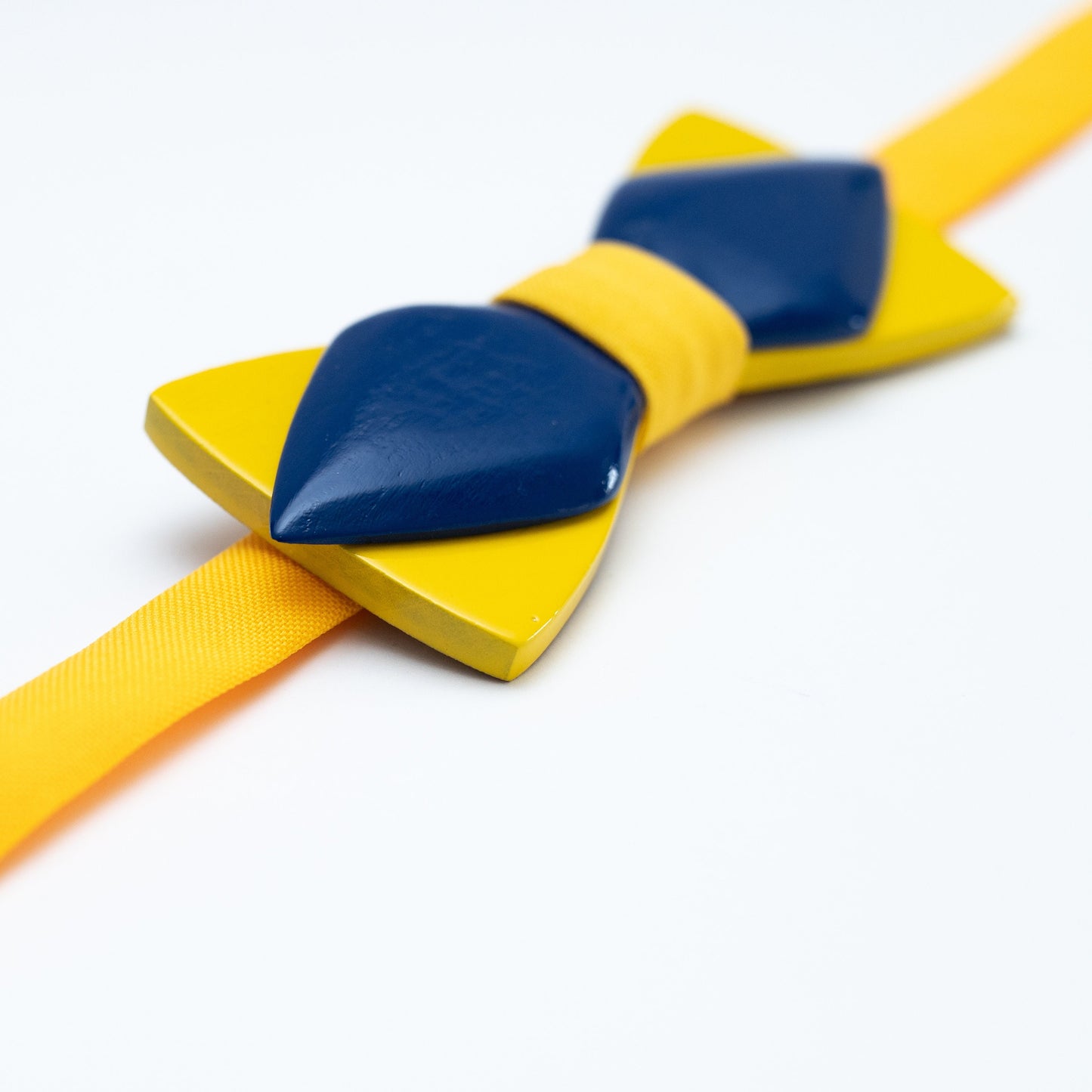 Wooden Bow Tie Yellow and Blue in Ukraine Colors with Personalized Wood Gift Box