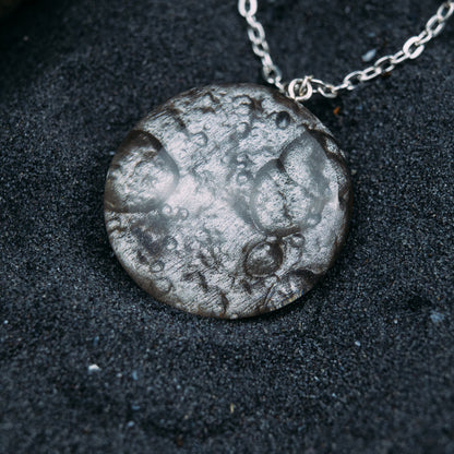 Moon Phase Wood Resin Necklace: Personalized Walnut Pendant