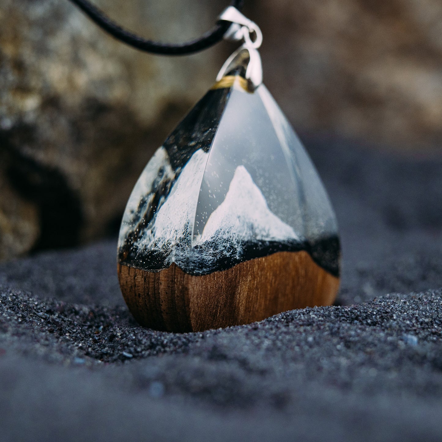 Wood Resin Pendant Matterhorn Mountain Necklace Handmade Resin Jewelry 5th Anniversary Gift for Wife
