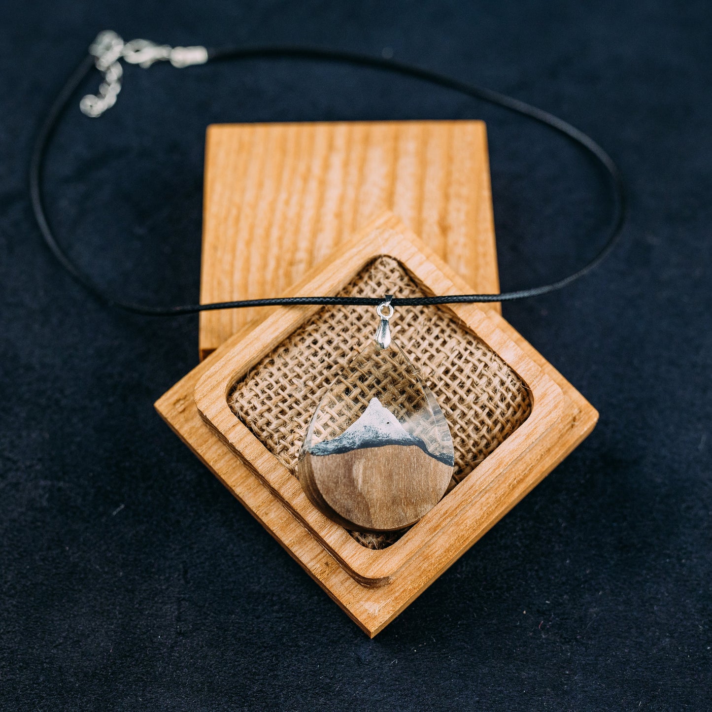 Wood Resin Pendant Matterhorn Mountain Necklace Handmade Resin Jewelry 5th Anniversary Gift for Wife