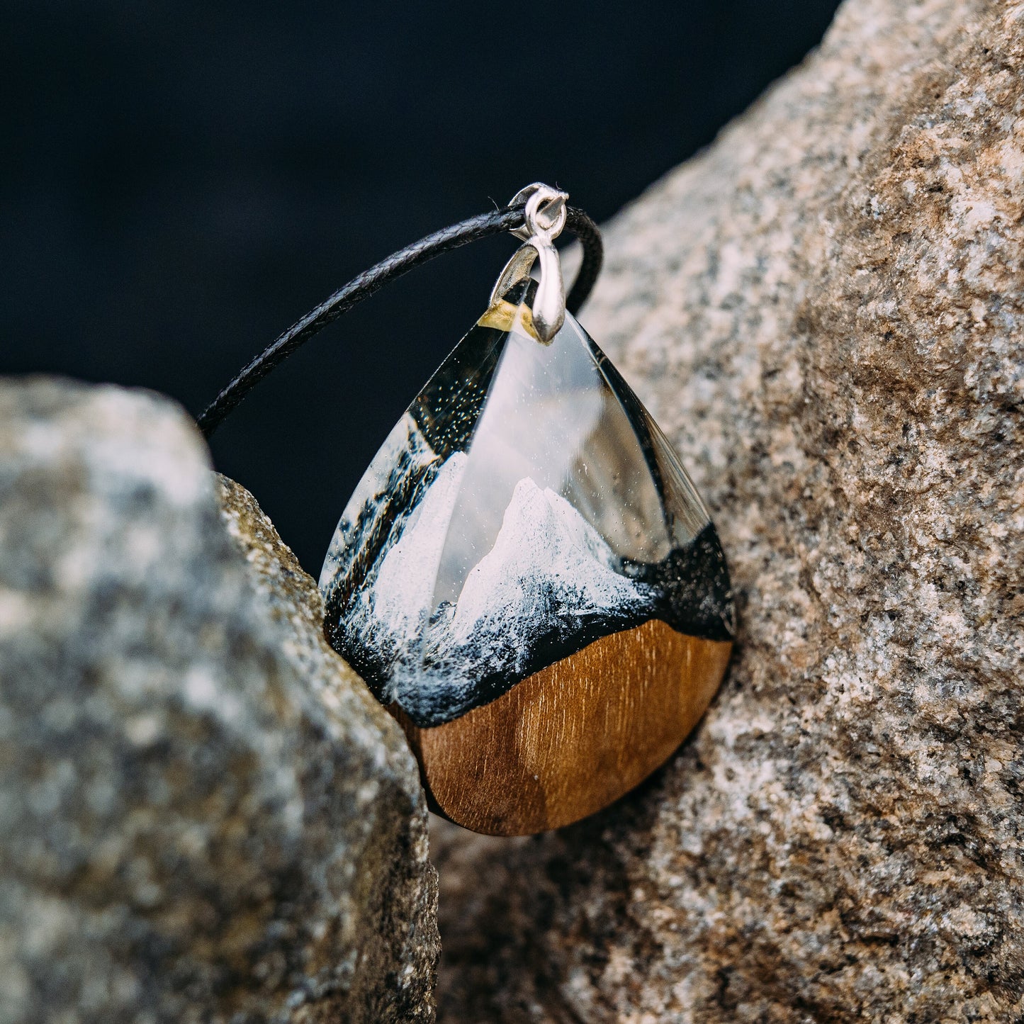 Wood Resin Pendant Matterhorn Mountain Necklace Handmade Resin Jewelry 5th Anniversary Gift for Wife