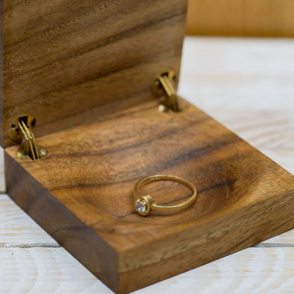 Personalized Engagement Ring Box | Walnut Wood Proposal Box with Custom Engraving