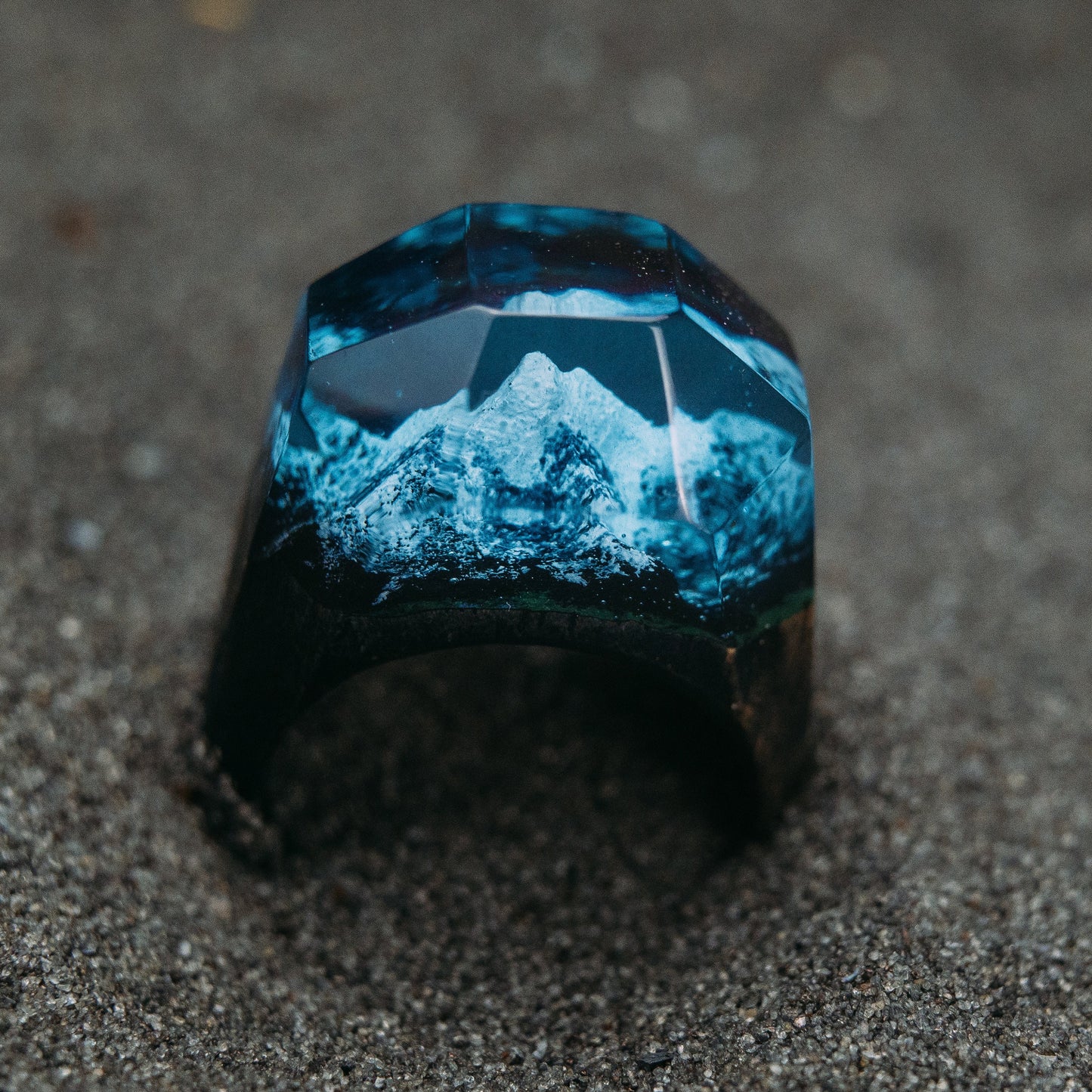 Handmade Matterhorn Mountain Wood Resin Ring, Anniversary Gift