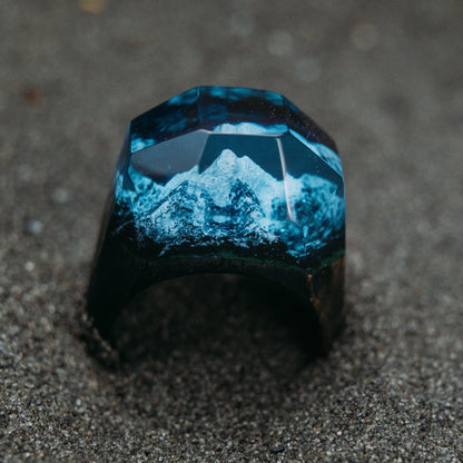 Handmade Matterhorn Mountain Wood Resin Ring, Anniversary Gift