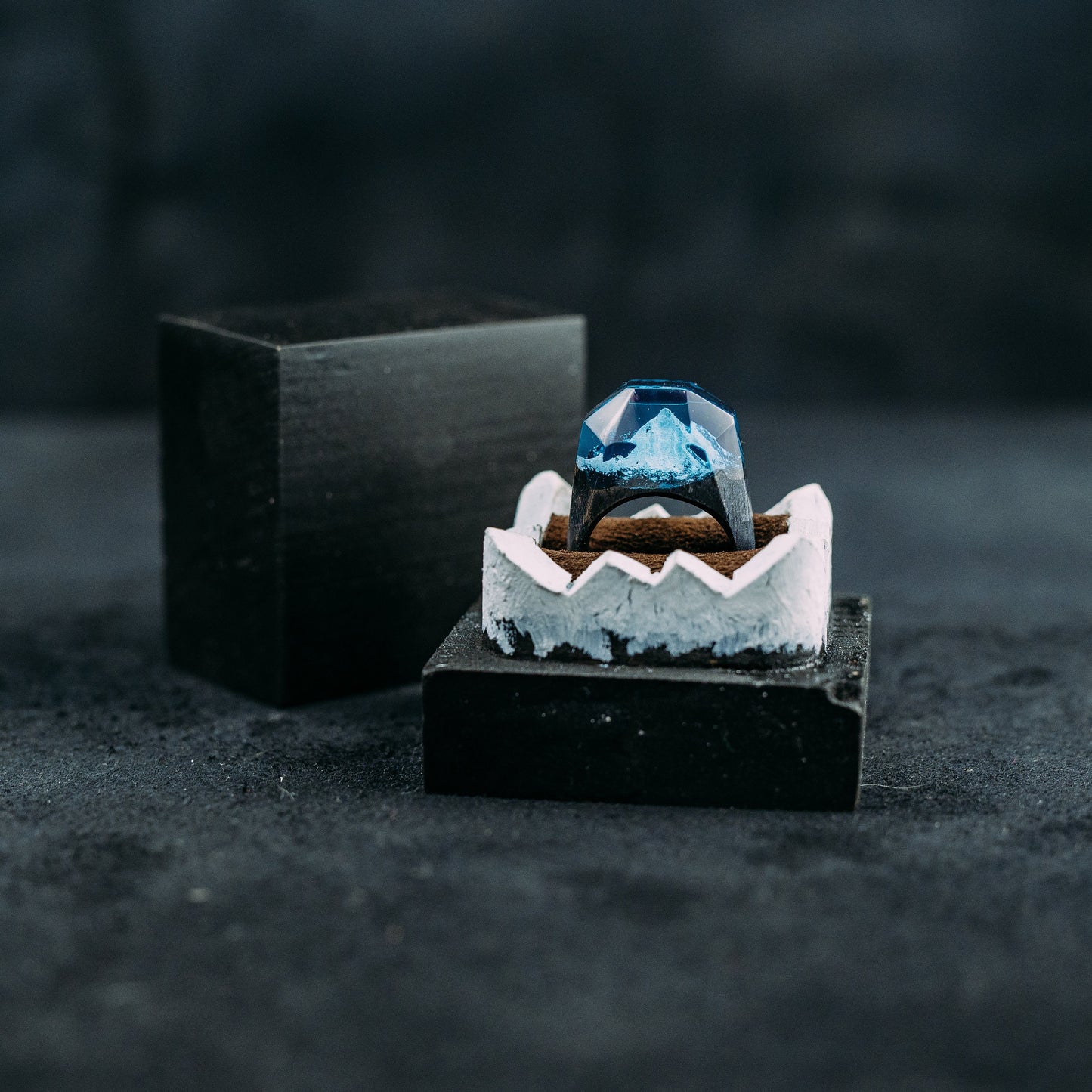 Handmade Matterhorn Mountain Wood Resin Ring, Anniversary Gift