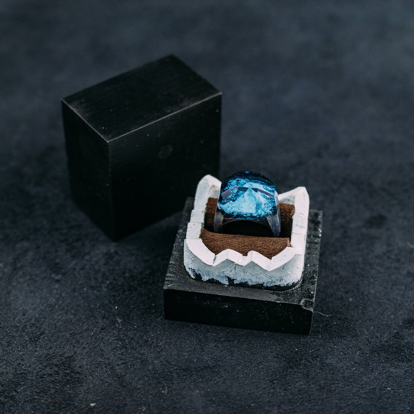 Handmade Matterhorn Mountain Wood Resin Ring, Anniversary Gift