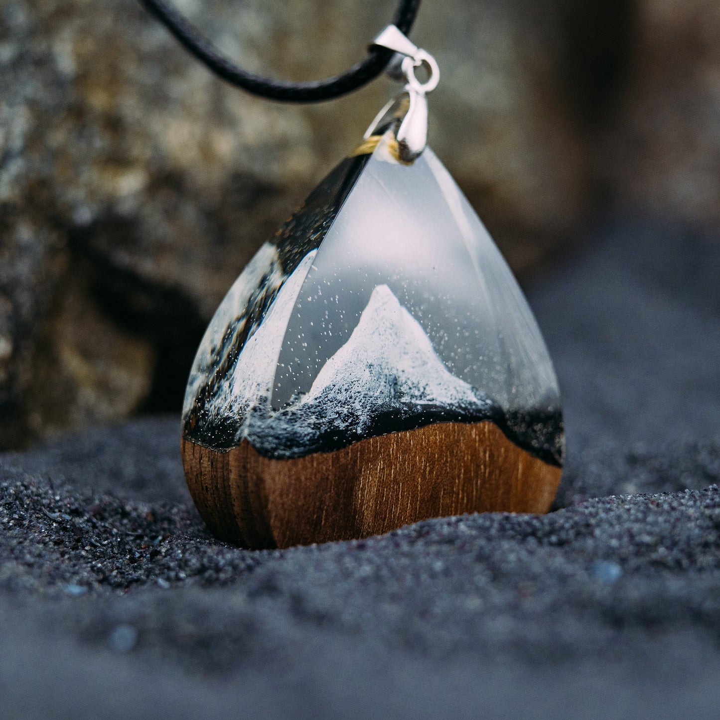 Wood Resin Pendant Matterhorn Mountain Necklace Handmade Resin Jewelry 5th Anniversary Gift for Wife