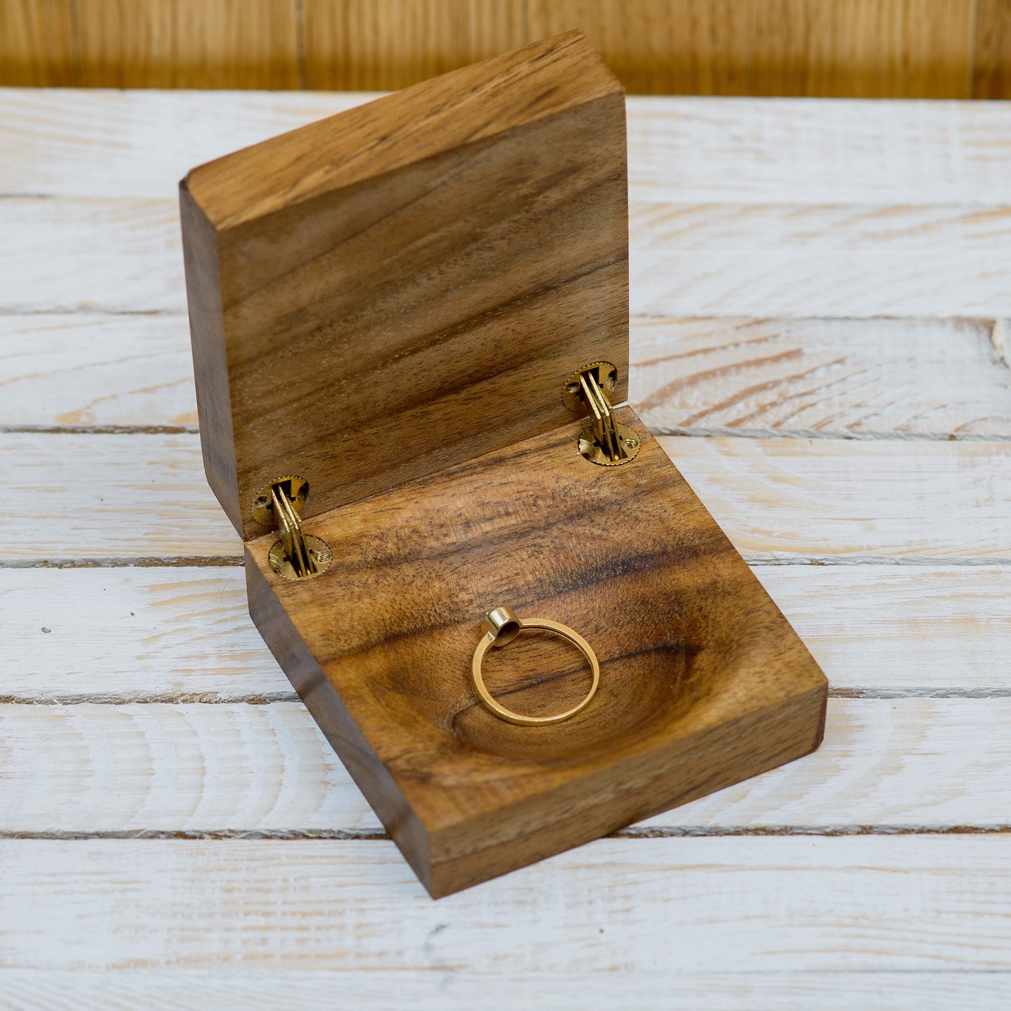 Custom Engraved Walnut Wood Ring Box: Rustic Wedding Proposal