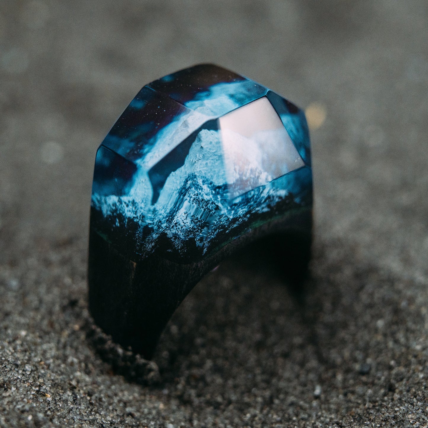Handmade Matterhorn Mountain Wood Resin Ring, Anniversary Gift