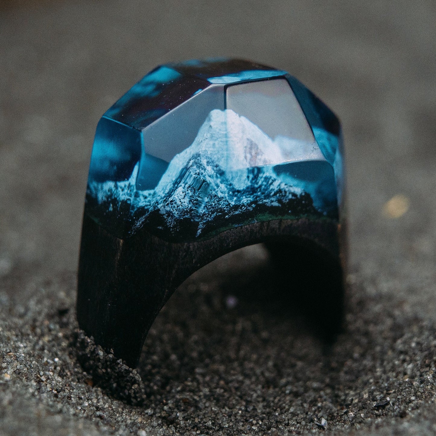 Handmade Matterhorn Mountain Wood Resin Ring, Anniversary Gift