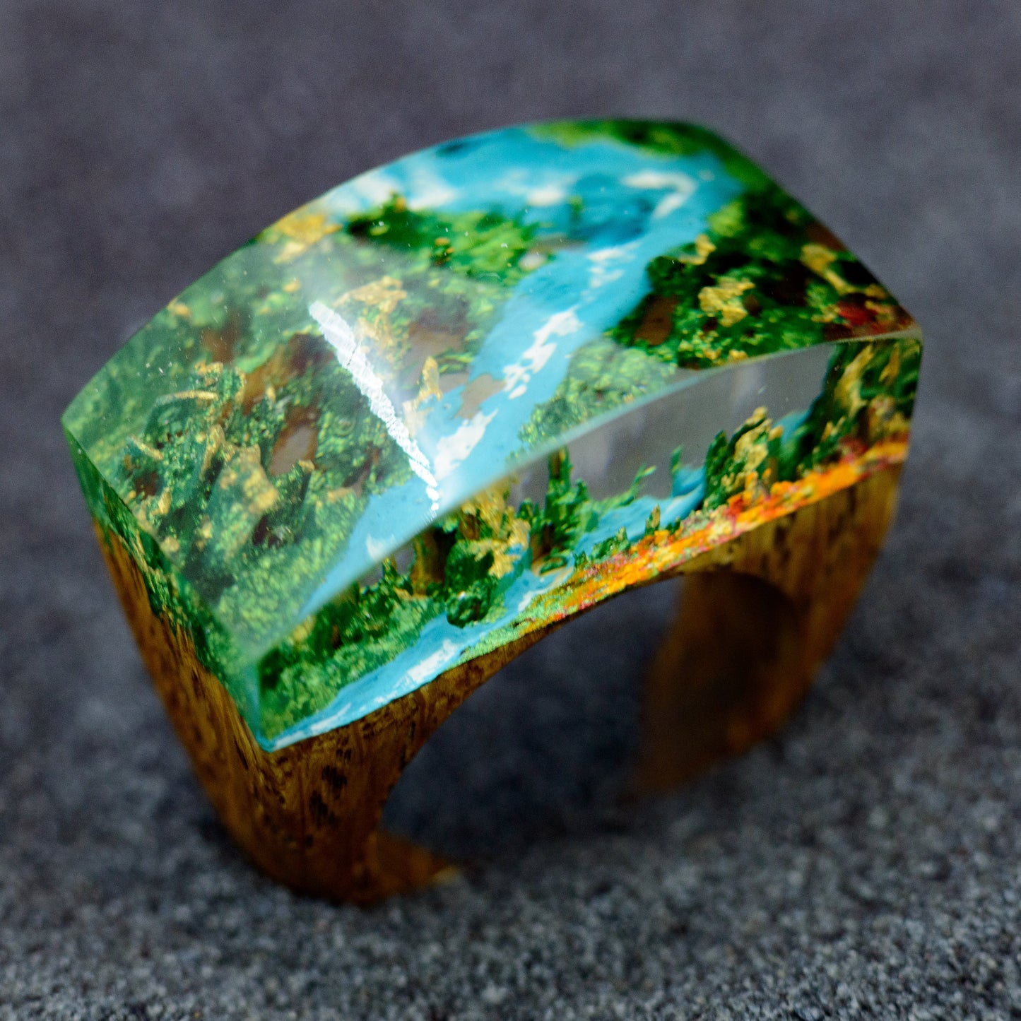 Mountain Landscape Resin Ring - Personalized Cocktail Ring, 5th Anniversary Gift for Wife