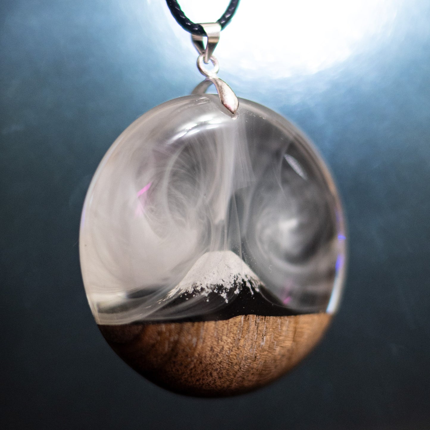 Wood Resin Mountain Pendant Necklace: Personalized Nature Jewelry