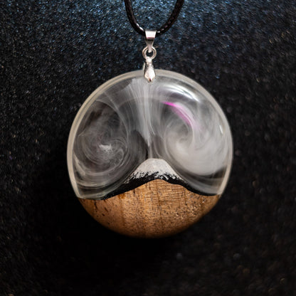 Wood Resin Mountain Pendant Necklace: Personalized Nature Jewelry