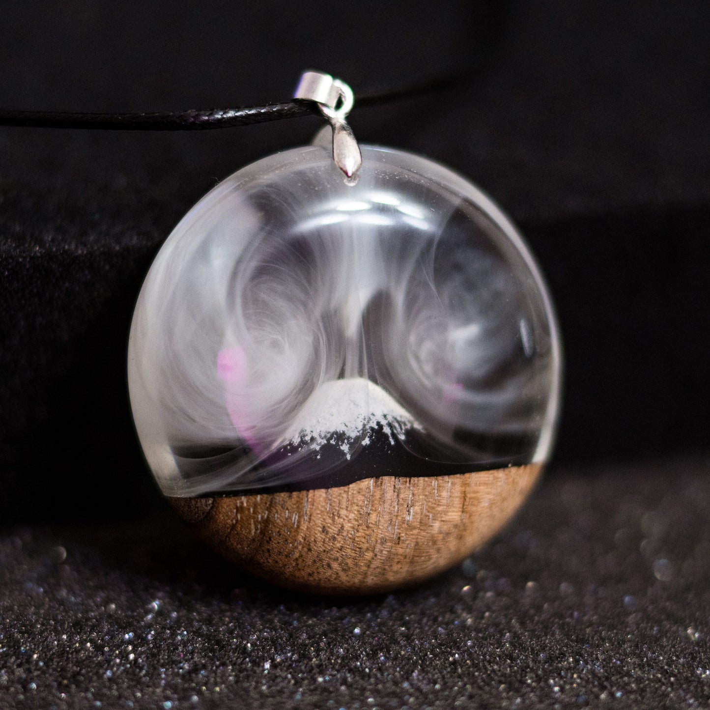 Wood Resin Mountain Pendant Necklace: Personalized Nature Jewelry