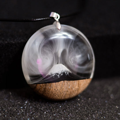 Wood Resin Mountain Pendant Necklace: Personalized Nature Jewelry