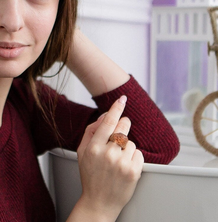 Minimalist Jewelry Wood Resin Ring Personalized Mom Gift