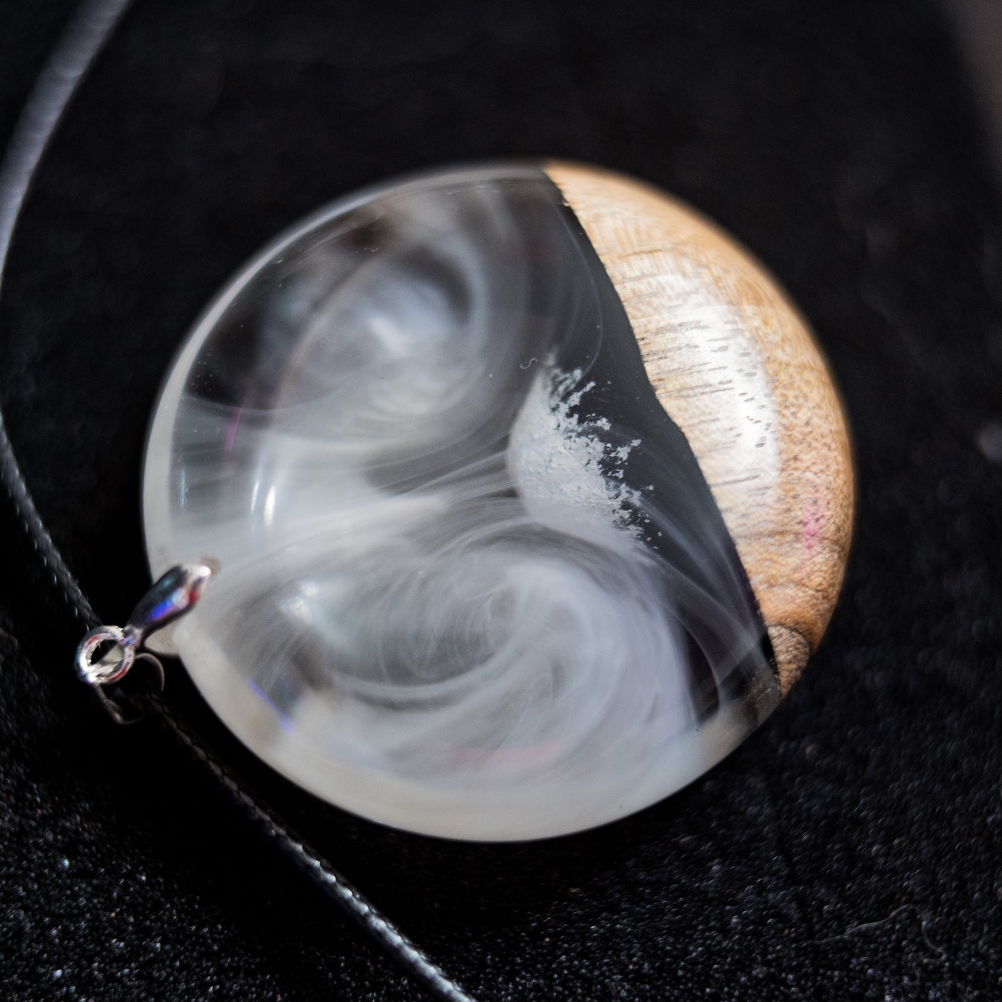 Wood Resin Mountain Pendant Necklace: Personalized Nature Jewelry
