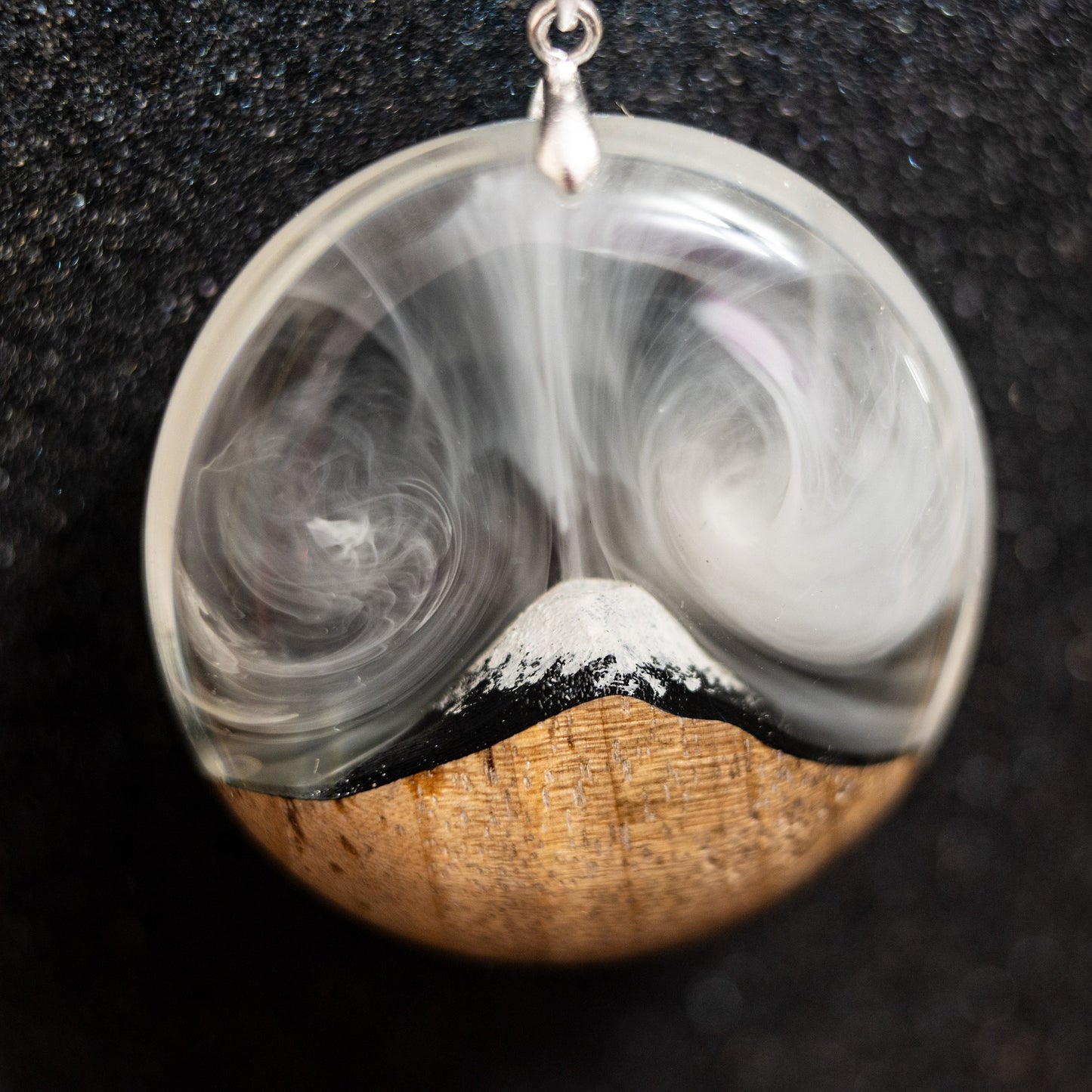 Wood Resin Mountain Pendant Necklace: Personalized Nature Jewelry
