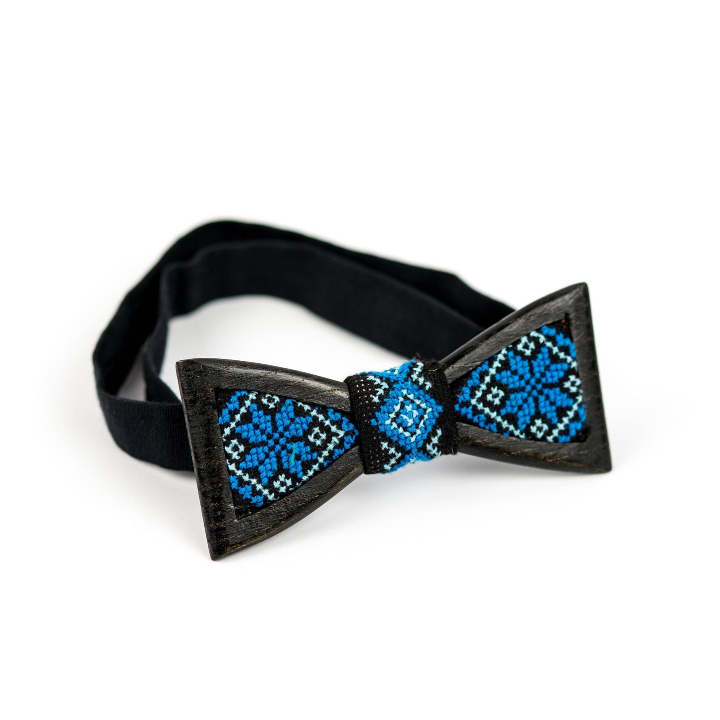 Ukraine Ornament Wooden Bow Tie: Ash Wood, Embroidered