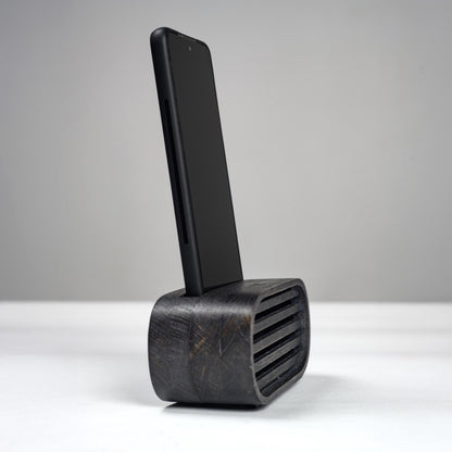 Wooden Phone Stand with Passive Sound Amplifier, Wood Charging Dock Station for Desk