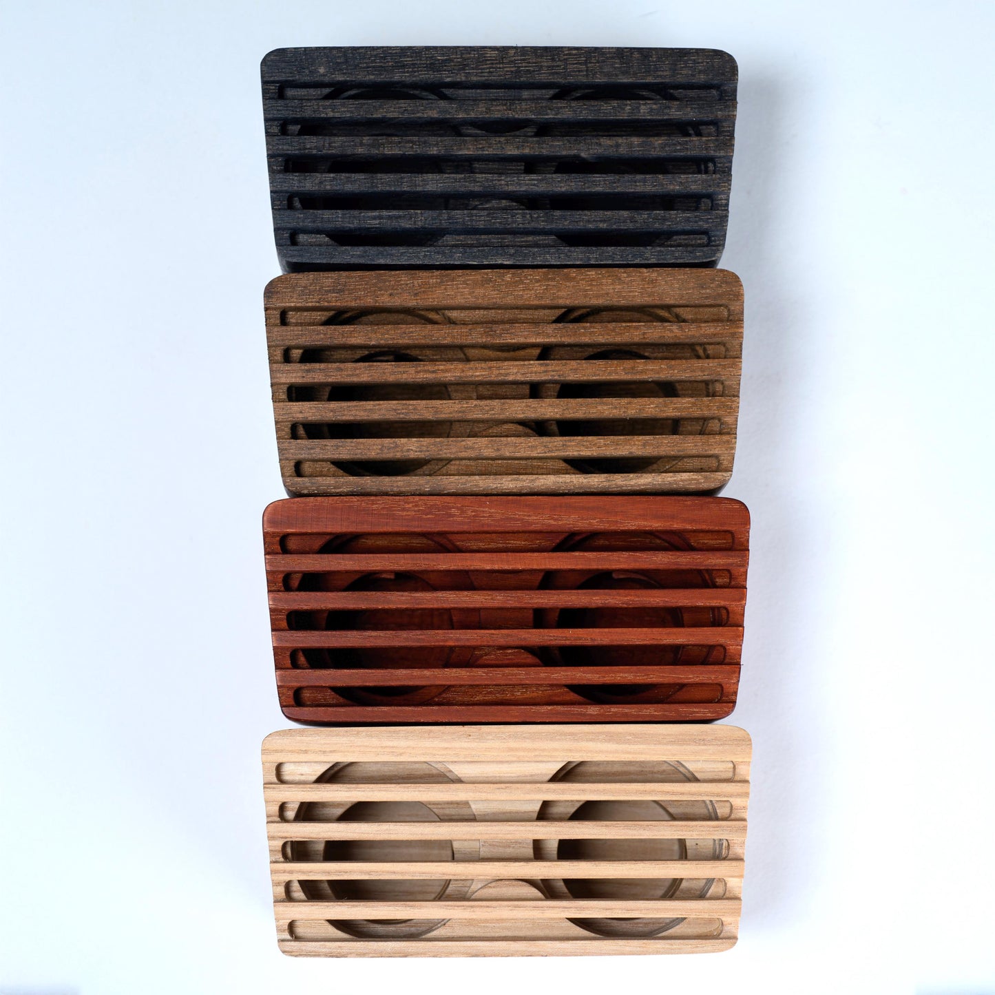 Rustic wooden phone speaker and stand, perfect office desk accessory and corporate gift.