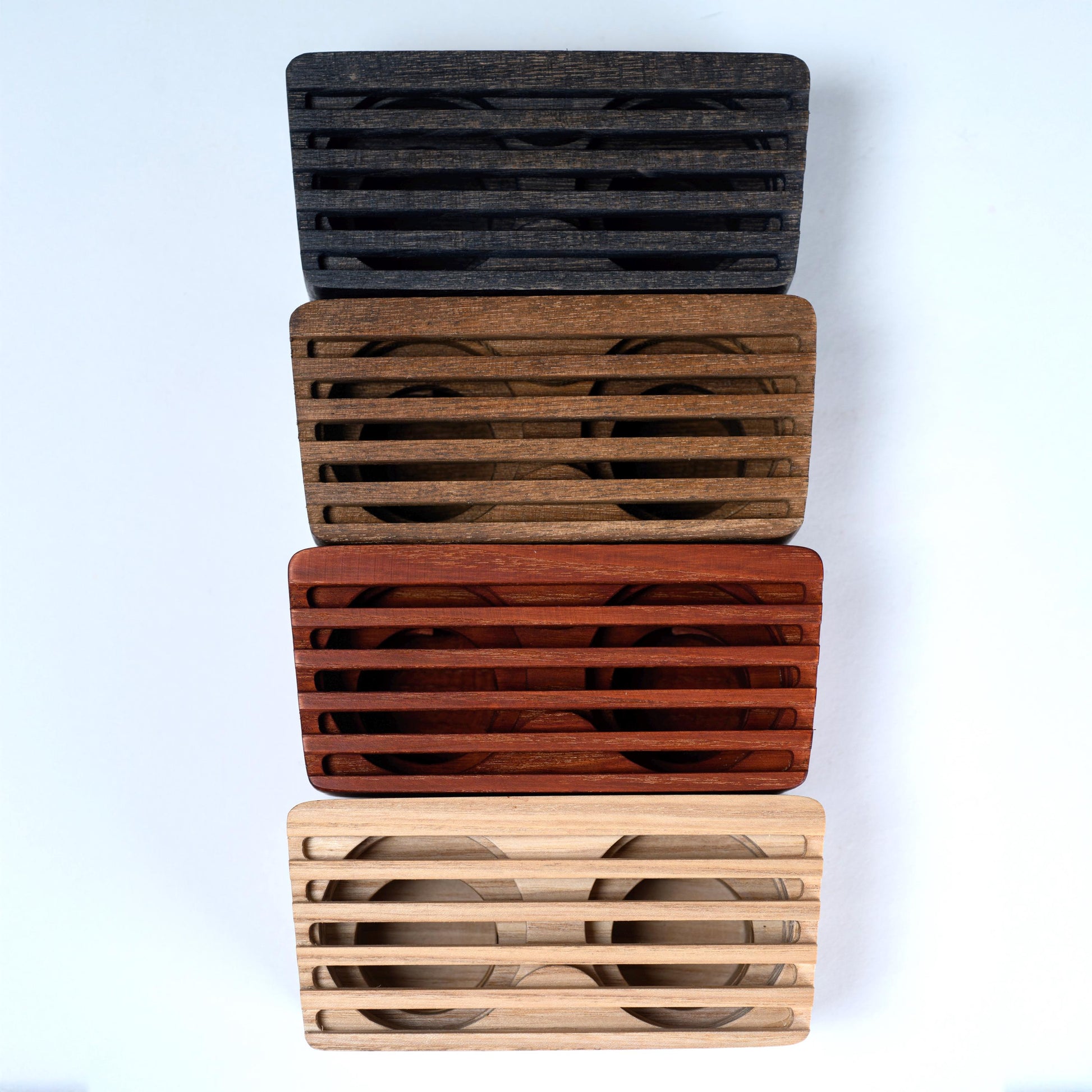 Rustic wooden phone speaker and stand, perfect office desk accessory and corporate gift.