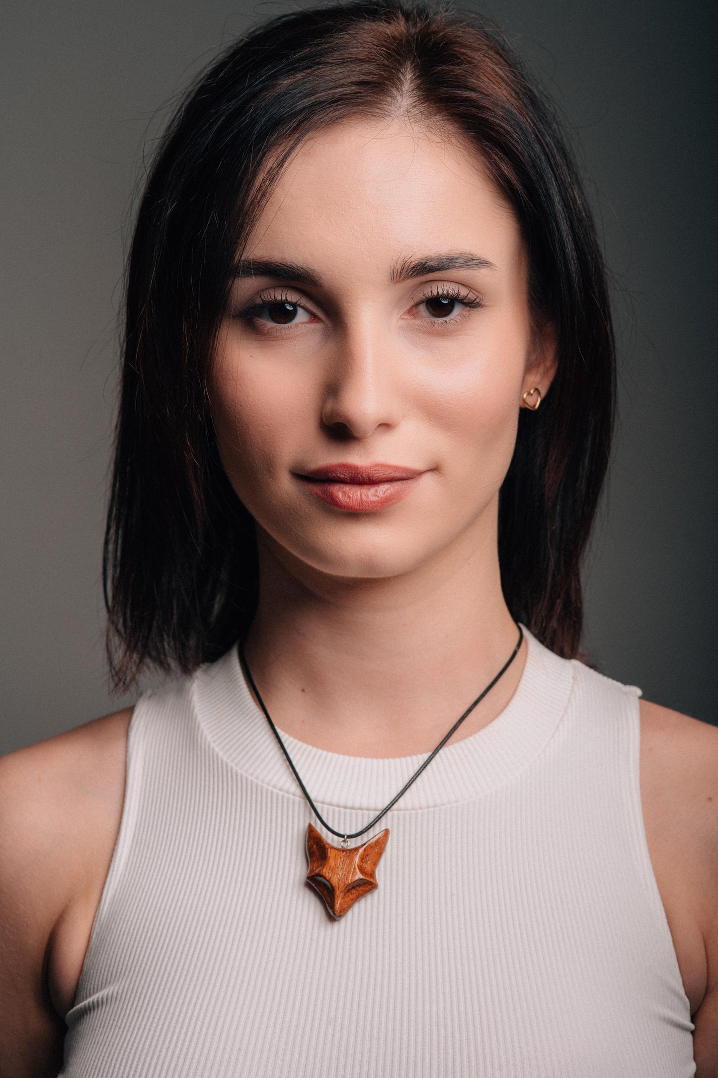 Personalized Merbau Wood Fox Necklace: Engraved Gift Box