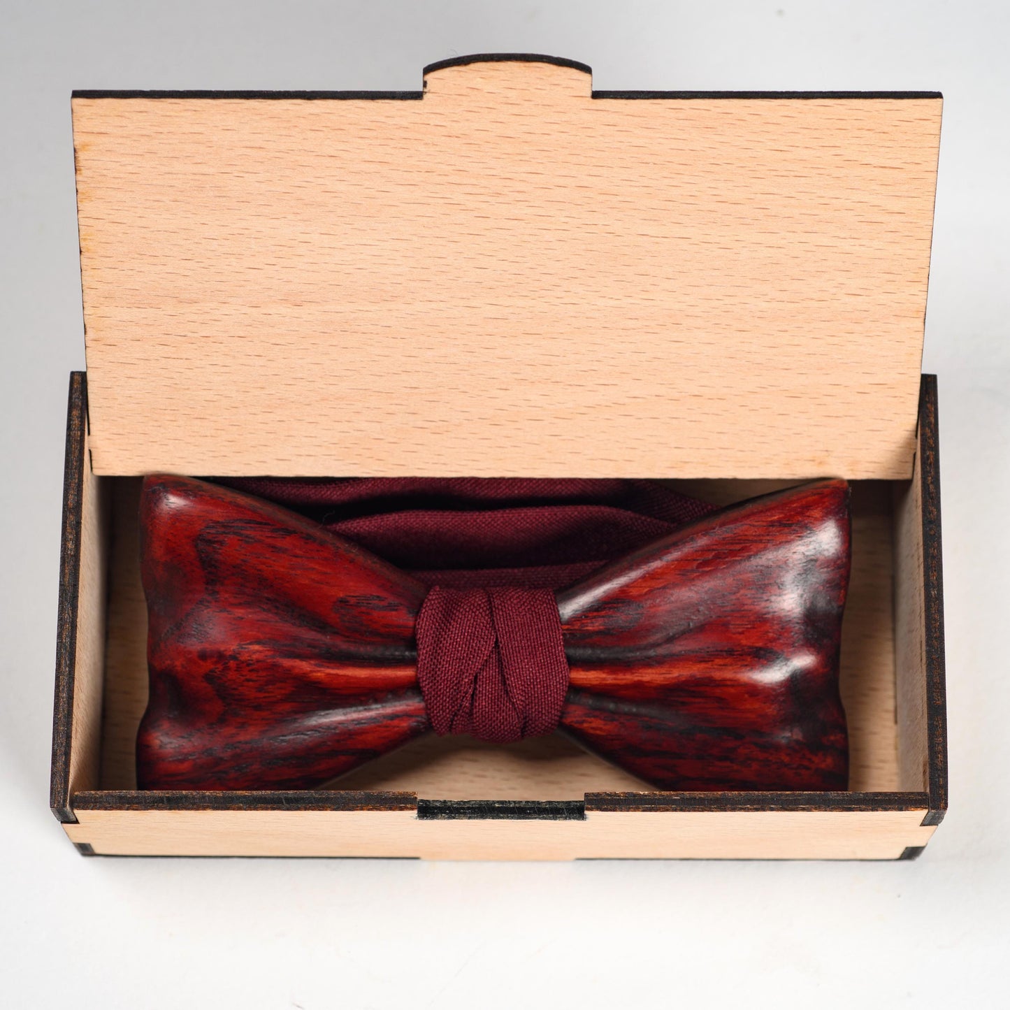 Red Oak Wooden Bow Tie: Personalized Groomsmen Gift