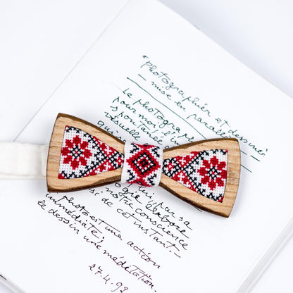 Ukrainian Ornament Wooden Bow Tie, Groomsmen Gift