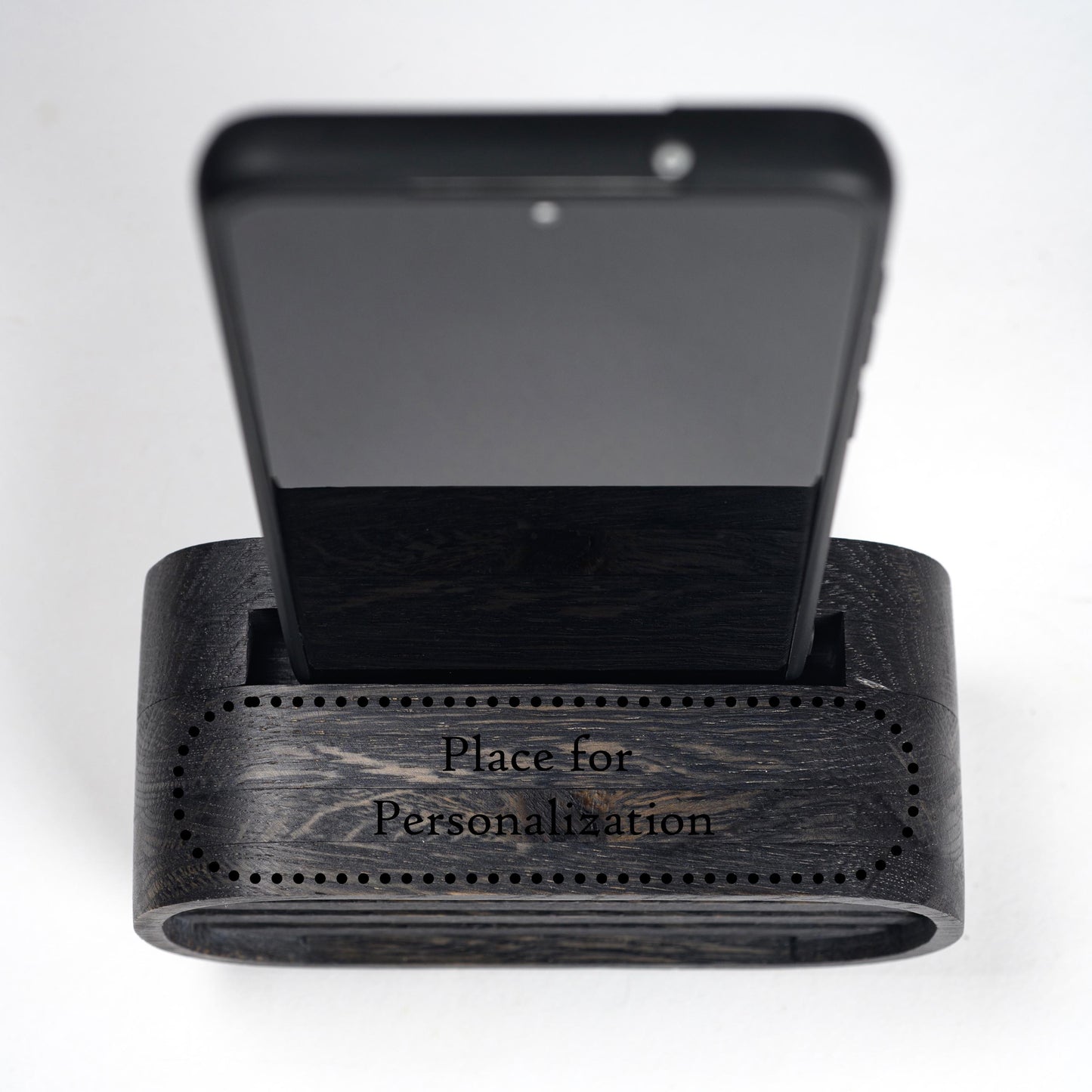 Custom engraved wooden phone speaker, personalized gift for husband, dad, or anniversary.