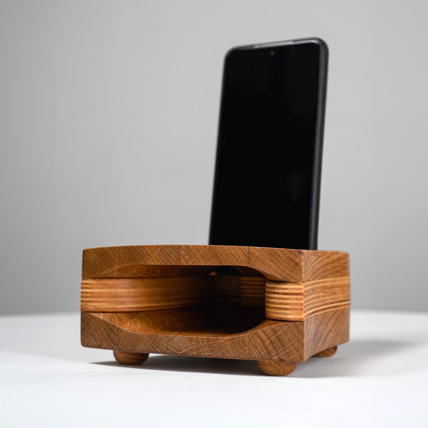 Wood Phone Stand Acoustic Speaker Charging Station Anniversary Gift for Husband Birhday Gift