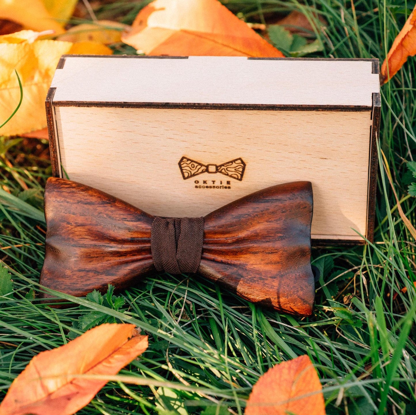 Brown Wood Bow Tie For Men Personalized Wedding Accessory