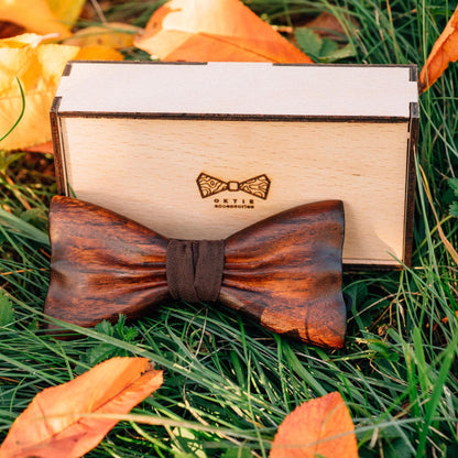 Brown Wood Bow Tie For Men Personalized Wedding Accessory