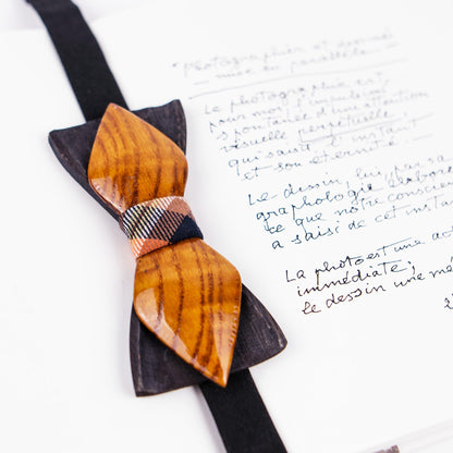 Engraved wooden box with a stylish wooden bow tie inside, the perfect personalized gift for him.