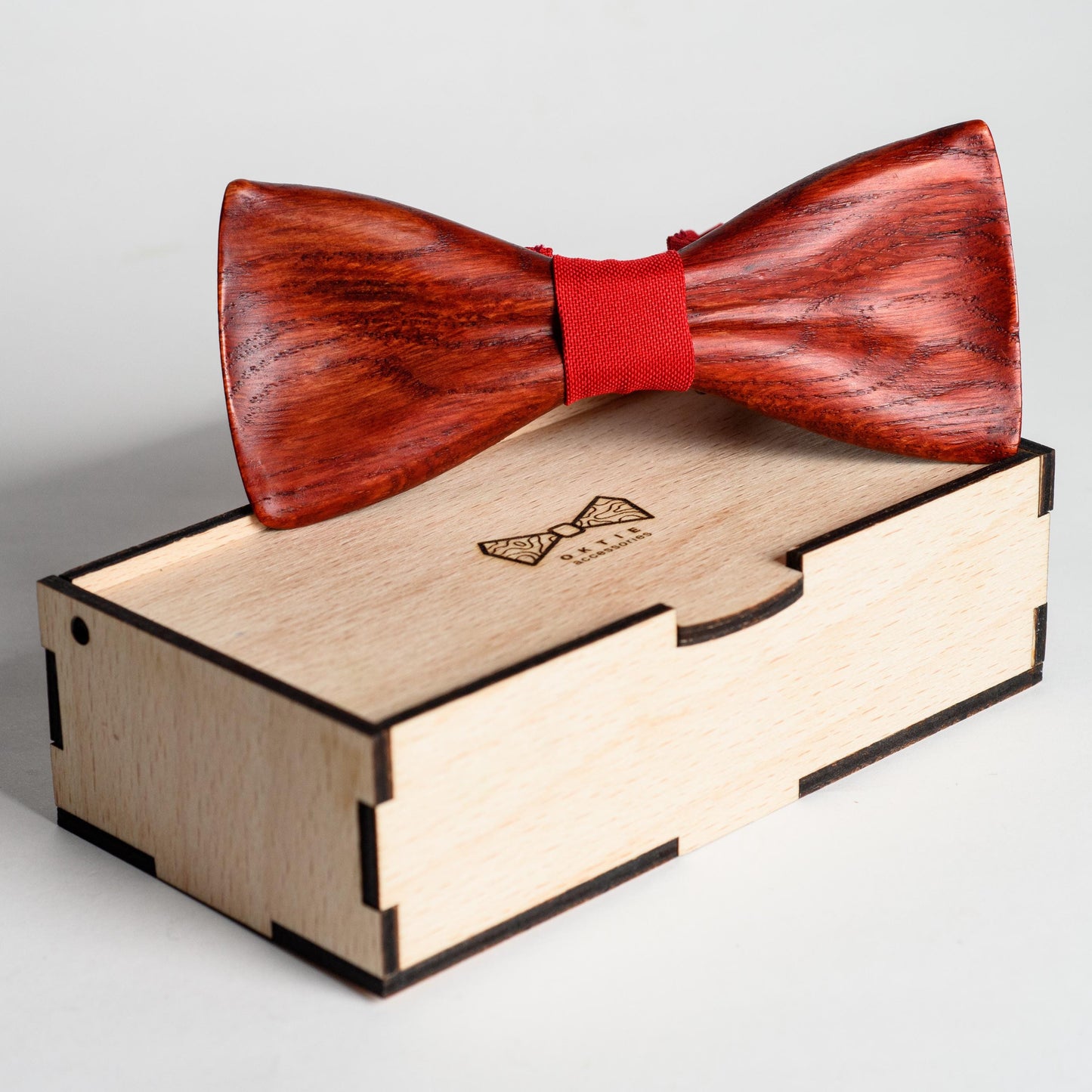 Classic Red Wooden Bow Tie For Men Wedding Accessory
