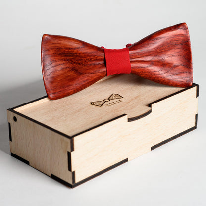 Classic Red Wooden Bow Tie For Men Wedding Accessory