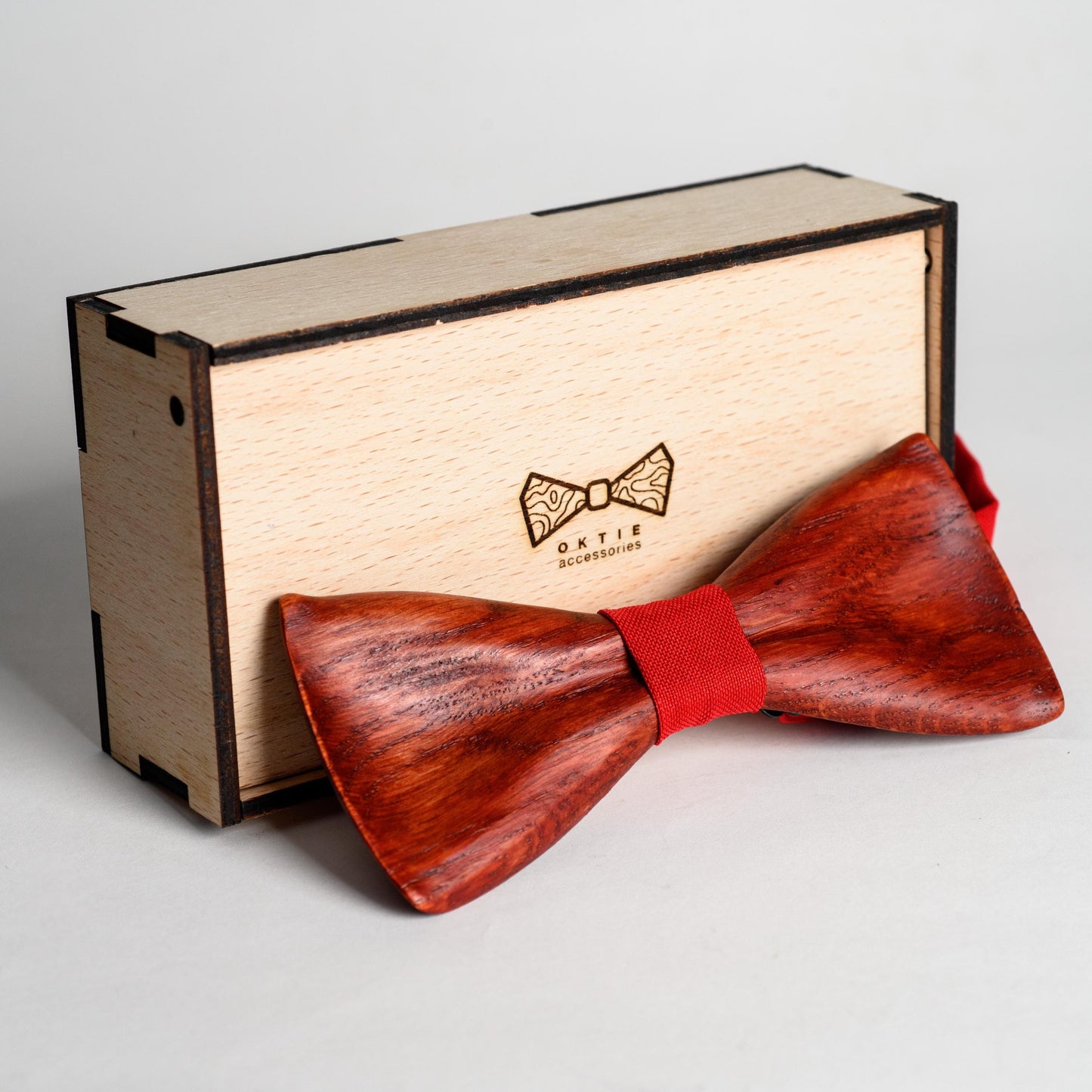 Classic Red Wooden Bow Tie For Men Wedding Accessory