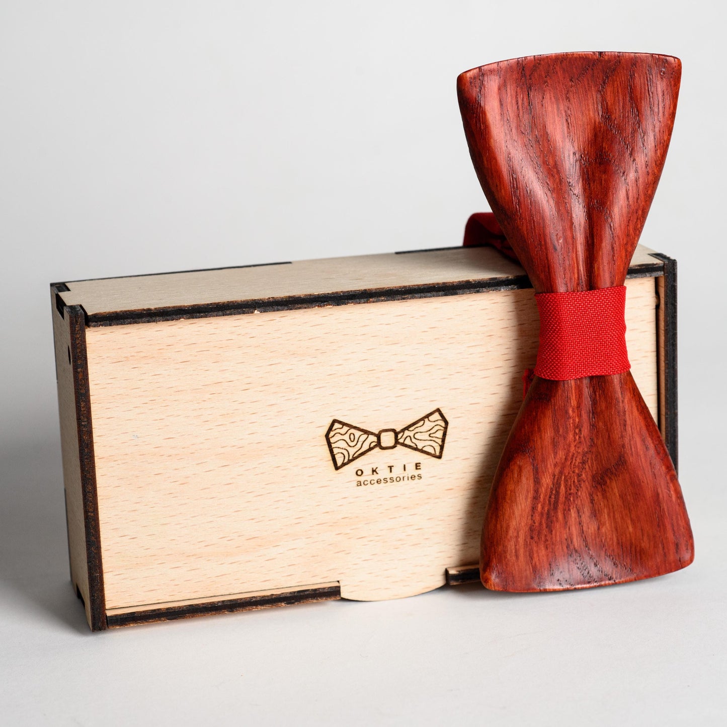 Classic Red Wooden Bow Tie For Men Wedding Accessory