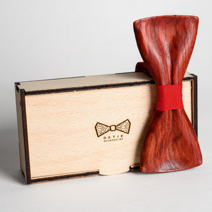 Classic Red Wooden Bow Tie For Men Wedding Accessory