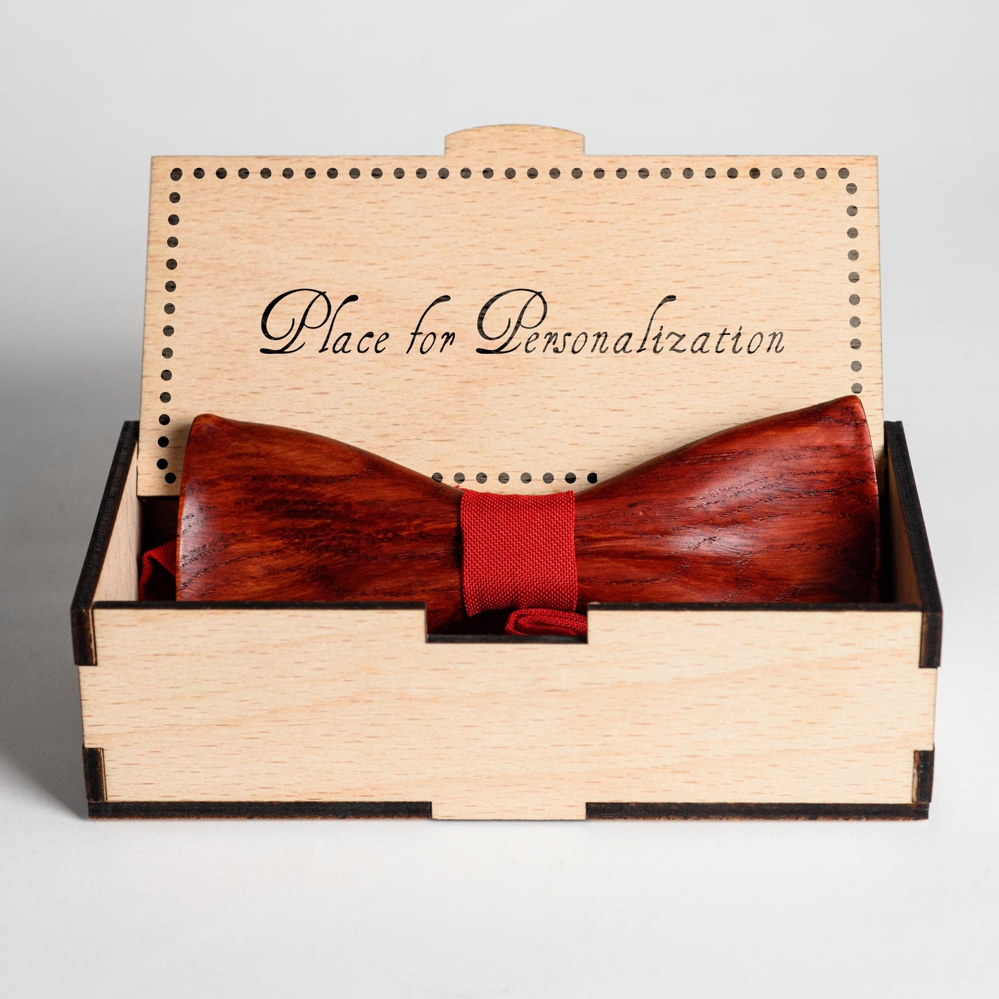 Classic Red Wooden Bow Tie For Men Wedding Accessory