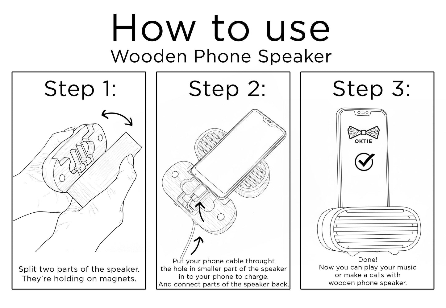 Wooden Phone Speaker Stand – Passive Acoustic Amplifier – Personalized Gift for Him