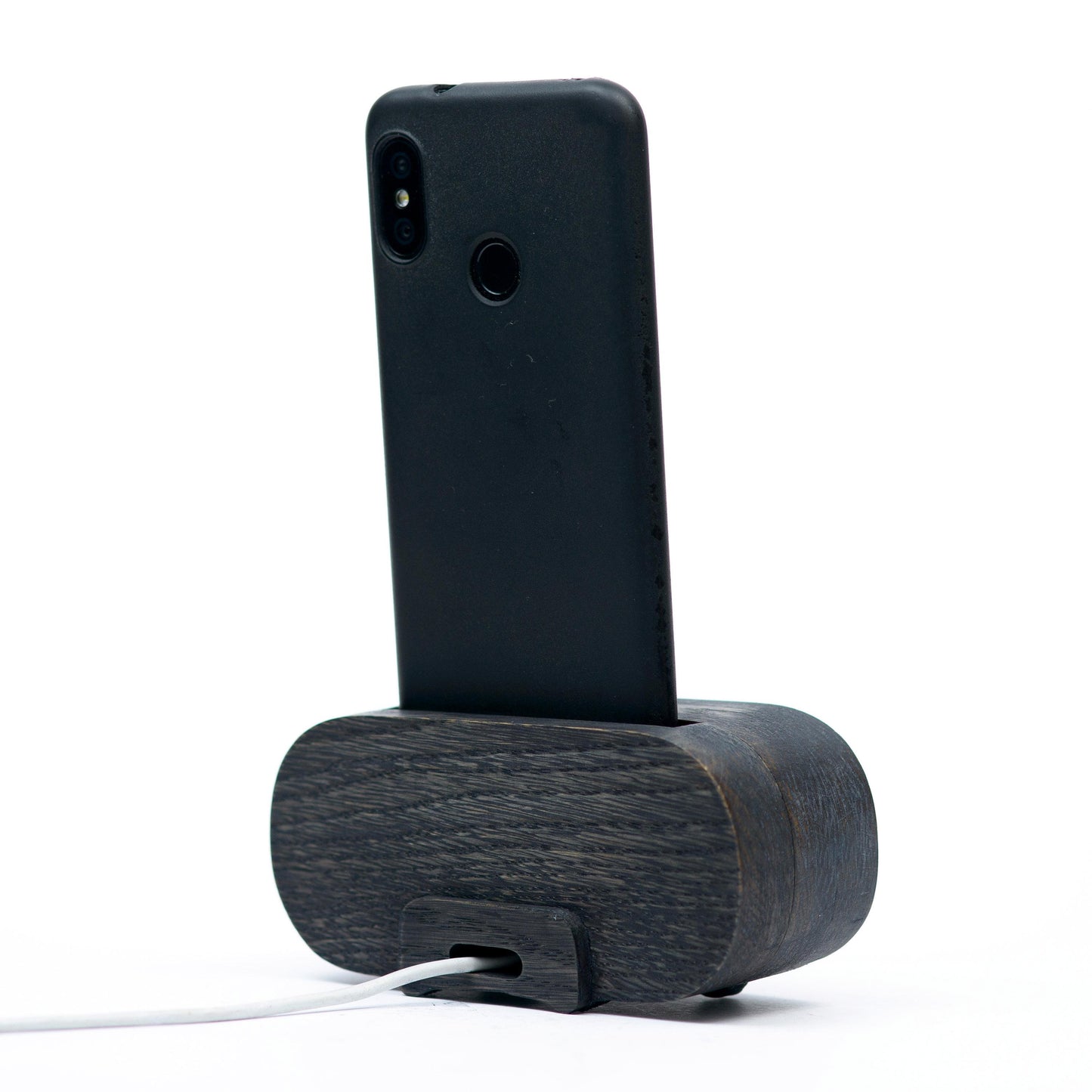 Wooden Phone Stand with Passive Sound Amplifier, Wood Charging Dock Station for Desk