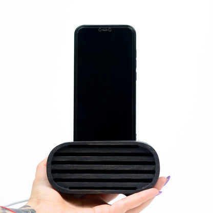 Wooden Phone Stand with Passive Sound Amplifier, Wood Charging Dock Station for Desk
