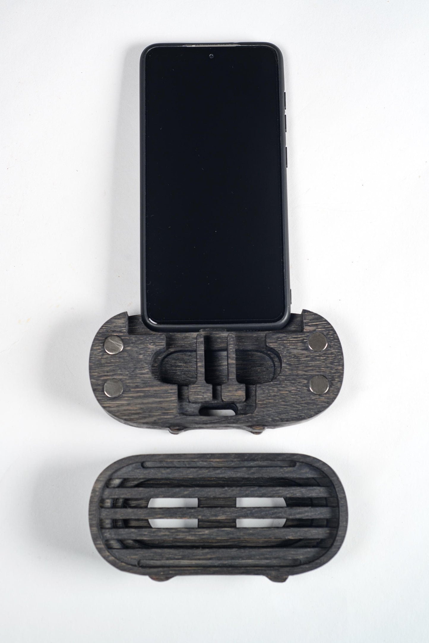 Wooden Phone Stand with Passive Sound Amplifier, Wood Charging Dock Station for Desk