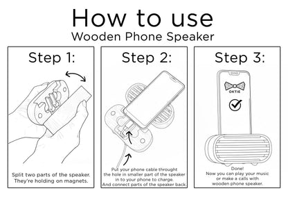Tech Gift for Men, Unique Wooden Phone Speaker Stand, Personalized Desk Docking Station