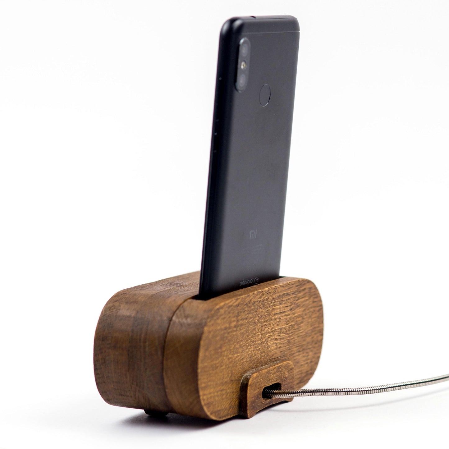 Tech Gift for Men, Unique Wooden Phone Speaker Stand, Personalized Desk Docking Station